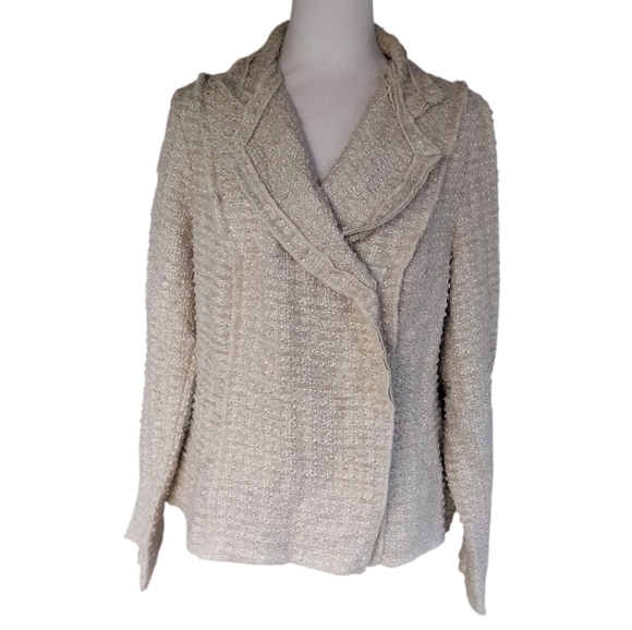 Cabi Brushed Chenille Tweed Lagenlook Double Breasted Knit Blazer Size Medium - Picture 4 of 10
